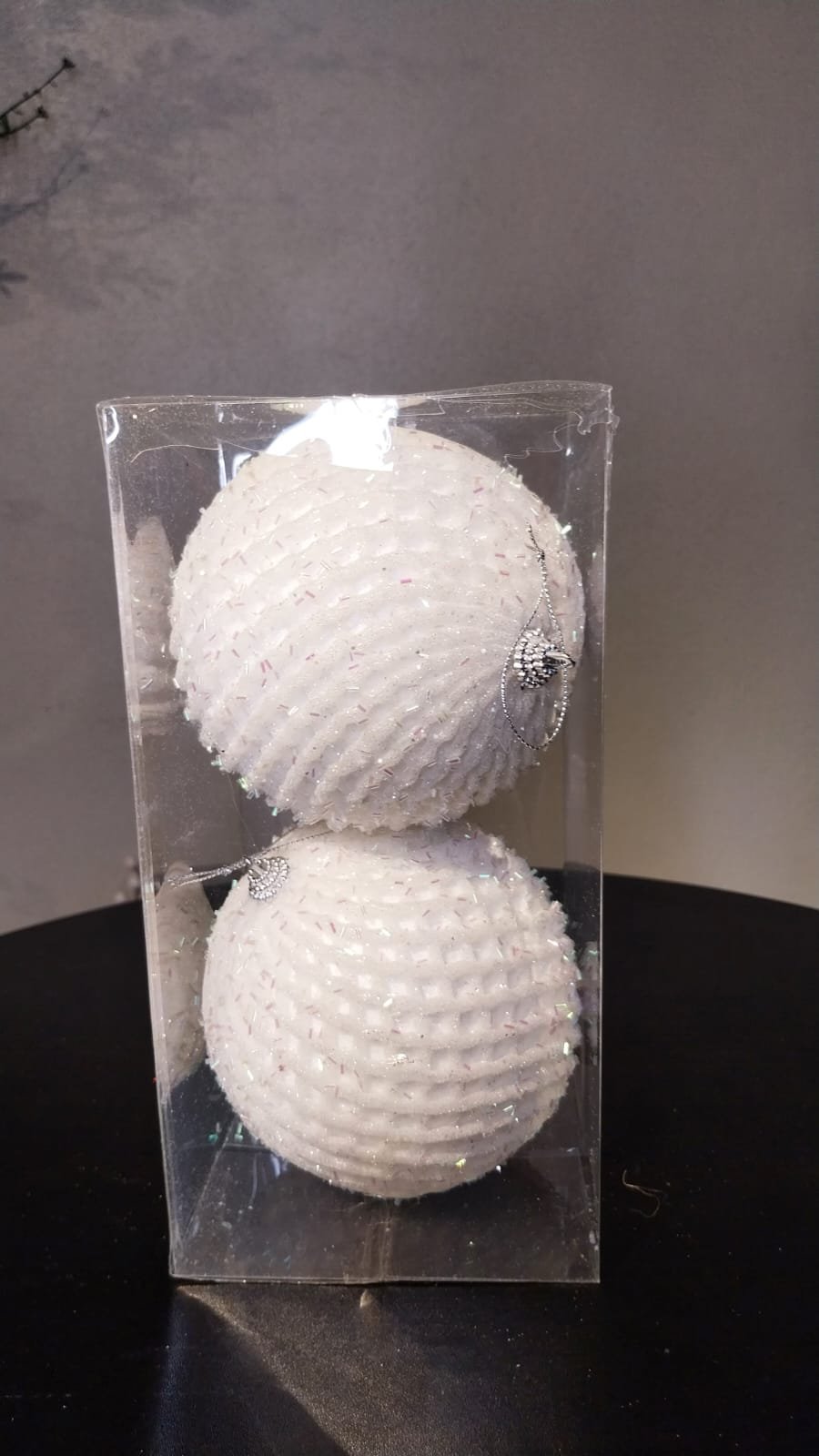 KIT BOLA 02 PCS NATALINA BRANCA 12CM CASA NATALE CE0335