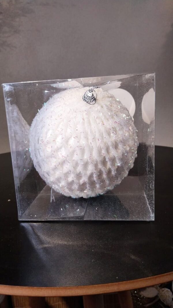 BOLA NATALINA BRANCA 15CM CASA NATALE CE0336