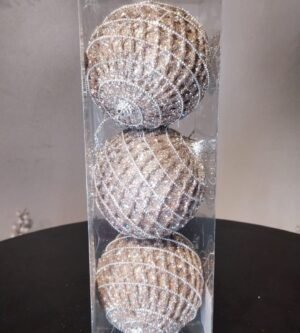 KIT BOLA 3 PCS 10CM GLITTER CHAMPANHE NIPO HT0852