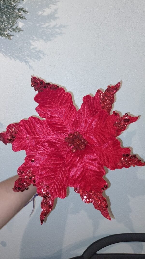 POINSETIA 31X28CM VELUDO VERMELHO CASA NATALE CF0485