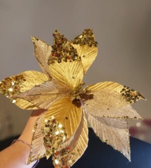 POINSETIA 31X35CM VELUDO DOURADO CASA NATALE CF0561