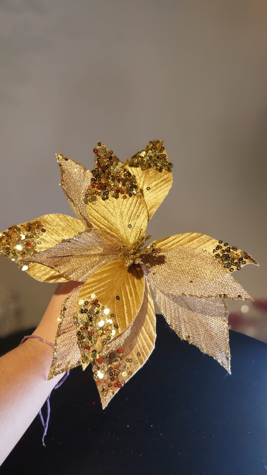 POINSETIA 31X35CM VELUDO DOURADO CASA NATALE CF0561