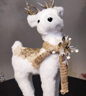 RENA GLITTER COM FOLHAGEM 37X20CM CASA NATALE CL0288