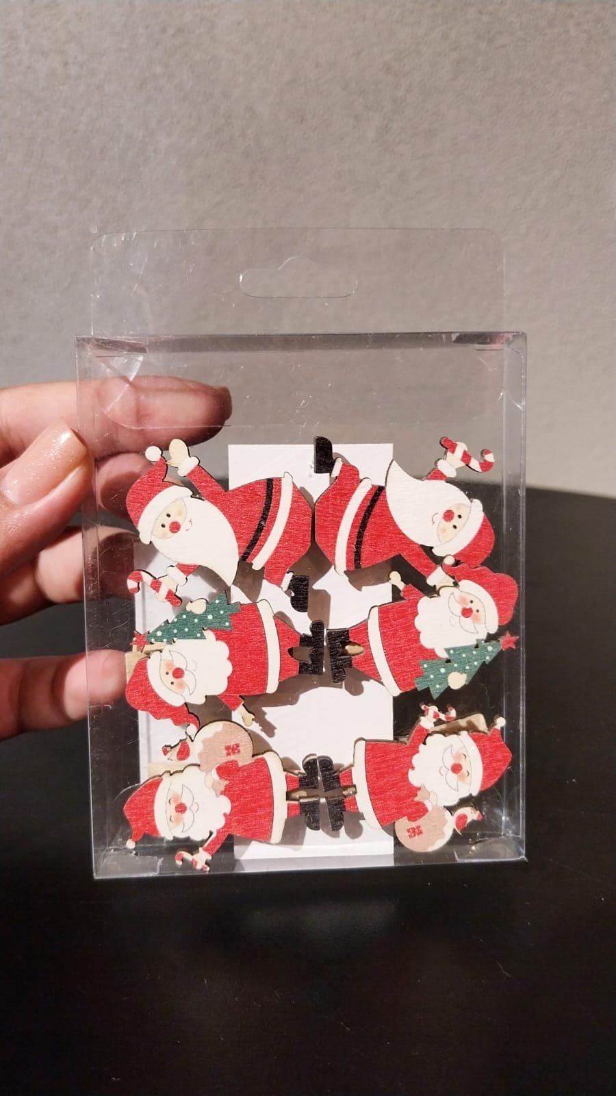 KIT MINI PRENDEDOR 06 PCS NOEL 4X3X1CM MADEIRA CROMUS 1009942