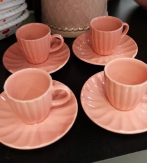 CJ XICARA CAFE 04 PCS BELLA COM PIRES CERAMICA 90ML VERMELHA OU ROSA HAUSKRAFT JGXC083VM JGXC083RS