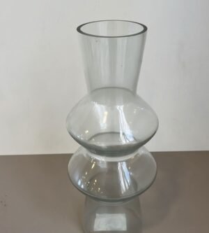 VASO VIDRO COMPRIDO DETALHE MEIO 12X12X31CM ENTRECASA 22460