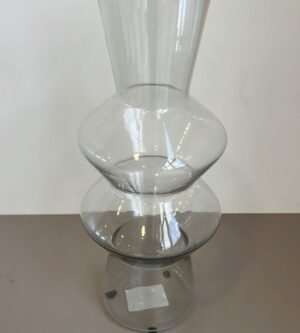 VASO VIDRO COMPRIDO DETALHE MEIO 12X12X38CM ENTRECASA 22461