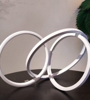 ESCULTURA CIRCULOS EM METAL BRANCO BTC JQ0036