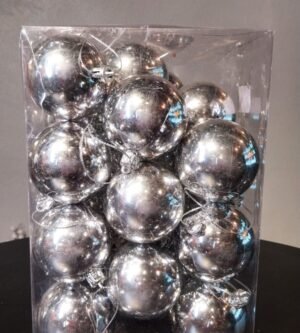 KIT BOLA 30 PCS PRATA ESMAL 6CM EMPORIO NATAL EB156