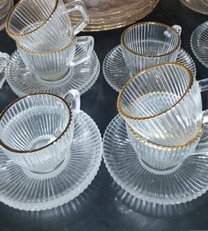 CJ XICARA CAFE 12 PCS GRAFFIATO VIDRO TRANSP BORDA OURO HAUSKRAFT JGXC084/GD