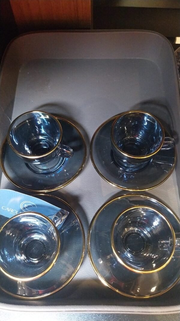 CJ XICARA CAFE 08 PCS MENFIS 85ML CRISTAL PRETA C/ BORDA DOURADA HAUSKRAFT JGXC091/PT