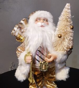 PAPAI NOEL CASACO PAETE DOURADO 30CM CASA NATALE CS0059