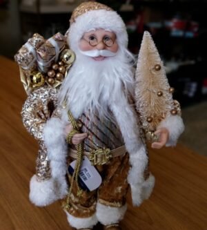 PAPAI NOEL CASACO PAETE DOURADO 45CM CASA NATALE CS0060