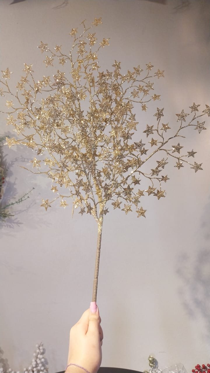 HASTE ESTRELA DOURADA C/ GLITTER 80CM CASA NATALE CF0532