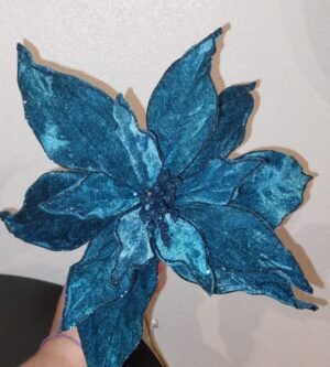 HASTE POINSETIA VELUDO 60X28CM AZUL ESCURO CASA NATALE CF1217