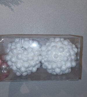 KIT BOLA 02 PCS DECORADA BRANCO 10CM CASA NATALE CE0282