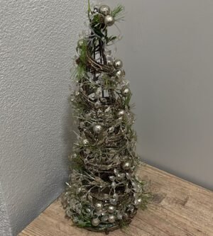 ADORNO PINHEIRO COM PEROLAS GLITTER 38CM VERDE